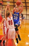 Lake Central's Nikki Adams, Munster's Lauren Grunewald