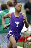 Thornton's DeShawn Ramey runs in the 3,200-meter relay on Saturday at the Stagg Invitational.