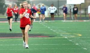 Portage cross country runner Megan Cassidy makes a quick climb up the ranks