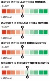 Health care sector in the last three months/next three months