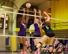Whiting's Samantha Bock, Gavit blockers Mikaela Perkins, Hattie Andrews
