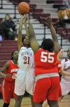 T.F. South's Ashley Huff shoots over