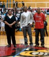 E'Twaun Moore, center, with his parents