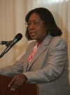 Virginia A. Caine, M.D. speaks at a collaboration discussion of One Region and The Northwest Indiana Health Disparities
