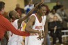 Morton basketball player D'Jari Griffin is congratulated