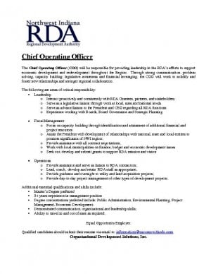 RDA in hunt for chief operating officer