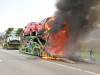 Car hauler catches fire on I-94