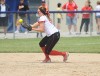 Kaitlin Doud juggles the softball after fielding a ground ball before she throws it to first base for the out Saturday afternoon in Portage's Class 4A Harrison Semistate semifinal against Northridge.