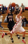 Washington Township's Jamie Proudfoot is fouled by Hebron's Alix Shircliff
