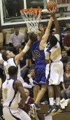 Bishop Noll freshman Larry Crisler tries to rebound