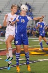Lake Central freshman forward Jillian Doan and Chesterton senior midfielder Haleigh VanderVinne 