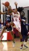 T.F. South's Ninah Bertrand, Thornridge's Brittany Wright and Camille Taylor