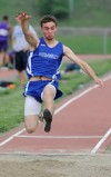 Lake Central's Danny Trzupek sails in the long jump