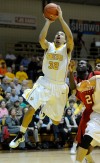 Valparaiso Crusaders guard Brandon Wood shoots over Youngstown State