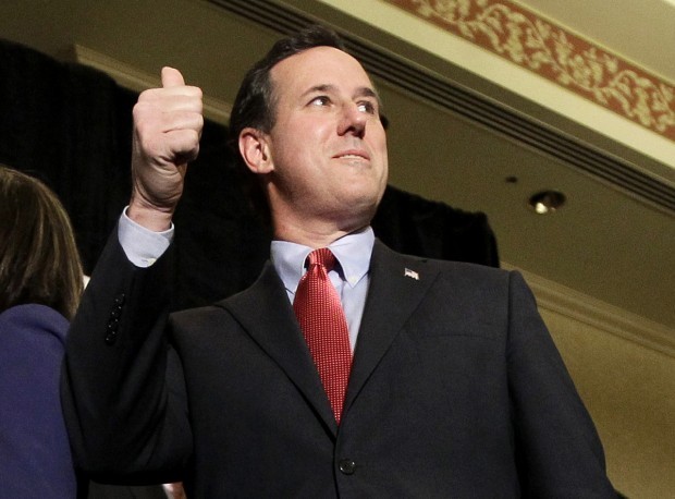 Jubilant Santorum sweeps Colorado, Minnesota, Missouri  