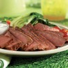 Grilled eye-round steaks with wasabi-yogurt cream