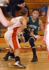 Whiting's Citlali Lopez is guarded closely by Wheeler's Allie Stevenson