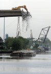 Demolition work continues on the Cline Ave. bridge in East Chicago.