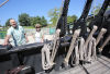 The Nina and Pinta sail into port at Michigan City