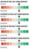 Manufacturing sector in the last three months/next three months