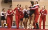 Portage's Mackenzie Barcelli is congratulated by her teammates