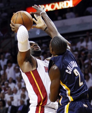 James accepts MVP, drains 32 on Pacers