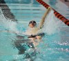 Valparaiso's Kevin Tognetti rips through the water during the backstroke leg of the 200-yard medley relay