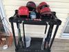 Bats and helmets on Jerry Troxel's back porch