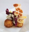 Blue cheese beignets and almond brittle