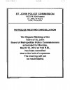 St. John Police Commission Meeting Cancellation