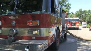 Fire crews battle garage blaze