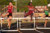 From left, Lowell senior Victoria Nida, Bowman senior Keyera Lige, and Valparaiso senior Kassidy Swenson third, first and second, respectively, in the 300-meter hurdles at the Chesterton Regional.