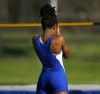 Justice Howard, a sophomore at Bloom, reacts after missing the 5-3 mark in the high jump