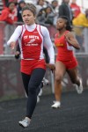 T.F. South runner Kelli Herlitz leads