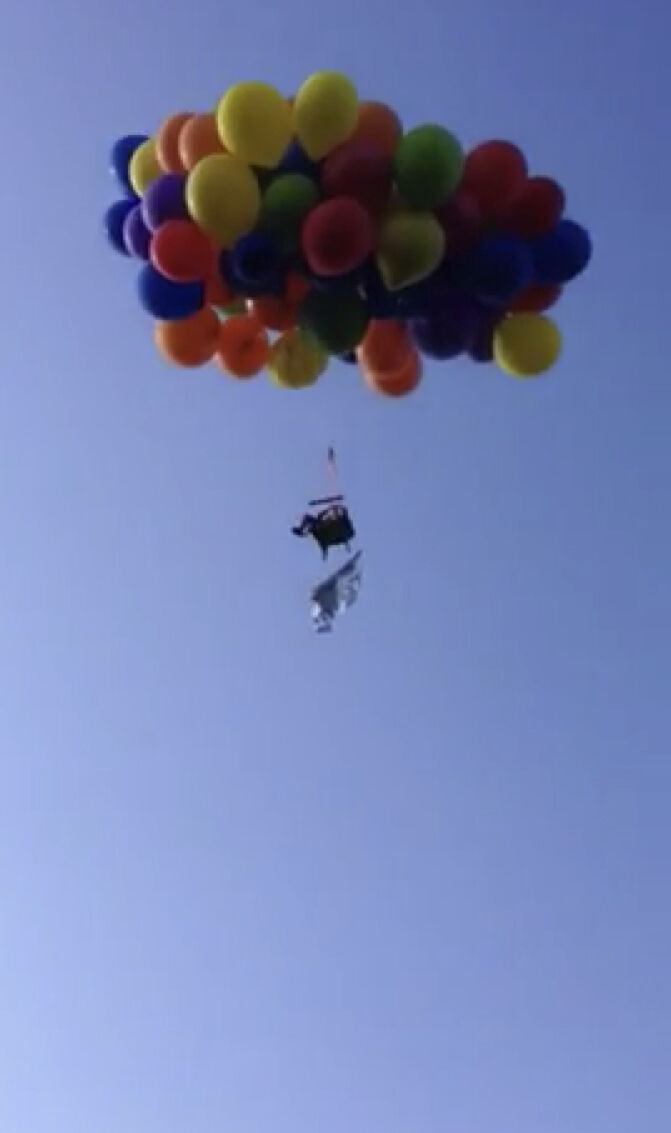 Man Flies Balloon Powered Lawn Chair Over Calgary