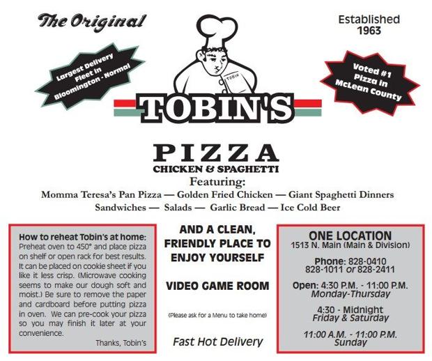 Tobin's Pizza bloomington/normal pizza Bloomington, IL