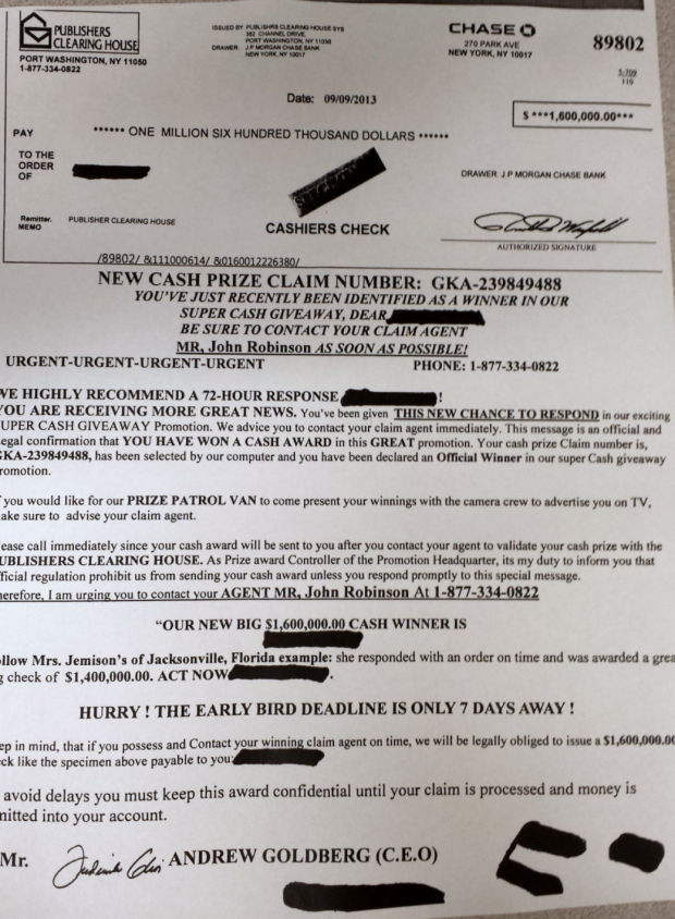 Publishers Clearing House Scam