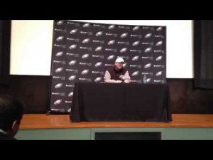 Marty Mornhinweg talks to media Thursday
