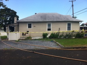 The side of a home apparently damaged by a natural gas explosion Thursday morning in the West Egg Harbor City section of Galloway Township.