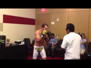 Gray Maynard works out for media at Revel