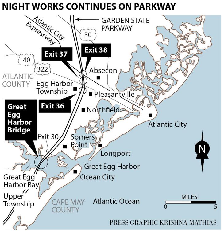Night work speeds completion of new parkway span - Press of Atlantic