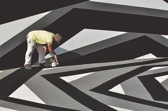 John Roloff’s walkable mural is also a stage