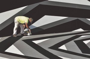 John Roloff’s walkable mural is also a stage