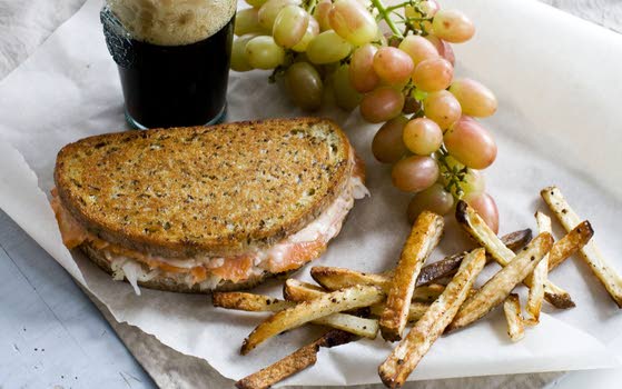 Try salmon for a lighter take on the heavy-duty Reuben