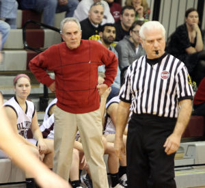  : Wildwood High School girls basketball coach Dave Troiano won his 600th career coaching victory in a win against Cape May County Technical High School. Troiano on the sideline. Tuesday Jan. 29, 2013. (Dale Gerhard/Press of Atlantic City)
 - Photo by Dale Gerhard