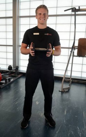 Your Workout: Squat with knee lift and torso rotation