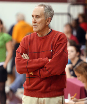  : Wildwood High School girls basketball coach Dave Troiano won his 600th career coaching victory in a win against Cape May County Technical High School. Troiano paces the sideline during the game. Tuesday Jan. 29, 2013. (Dale Gerhard/Press of Atlantic City)
 - Photo by Dale Gerhard