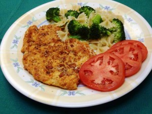 Chicken breasts get a nice crunch from pecans