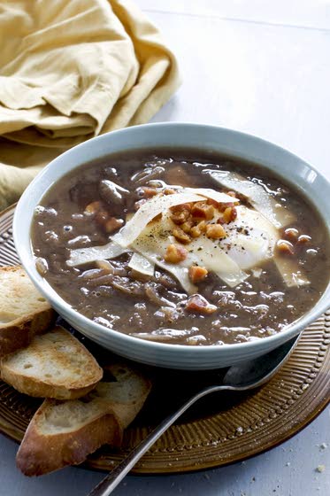This lighter take on French onion soup comes via Italy