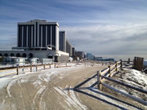 Snow on the Atlantic City beach